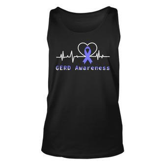 Gerd Awareness Heartbeat Periwinkle Blue Ribbon Gastroesophageal Reflux Disease Gerd Awareness Unisex Tank Top | Favorety