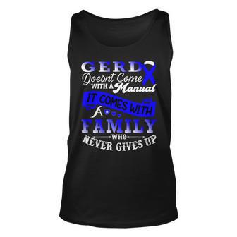 Gerd Doesnt Come With A Manual It Comes With A Family Who Never Gives Up Periwinkle Blue Ribbon Gastroesophageal Reflux Disease Gerd Awareness Unisex Tank Top | Favorety DE