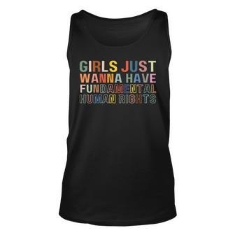 Womens Girls Just Wanna Have Fundamental Rights Feminism Womens Tank Top | Mazezy