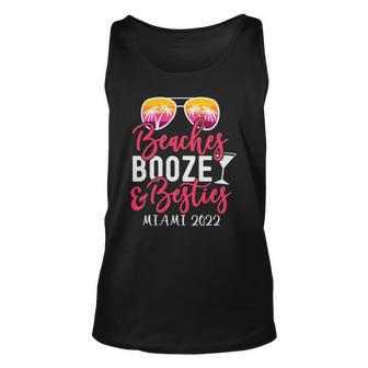 Womens Girls Weekend Girls Trip Miami 2022 Beaches Booze & Besties Tank Top | Mazezy