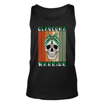 Glaucoma Warrior Skull Women Vintage Green Ribbon Glaucoma Glaucoma Awareness Unisex Tank Top | Favorety