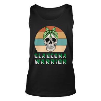 Glaucoma Warrior Skull Women Vintage Green Ribbon Glaucoma Glaucoma Awareness V2 Unisex Tank Top | Favorety DE