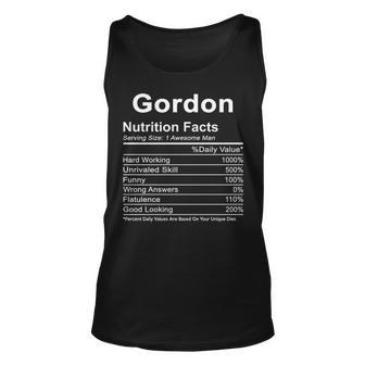 Gordon Name Funny Gift Gordon Nutrition Facts Unisex Tank Top - Seseable