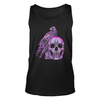 Goth Pastel Skull Crow Bird Skeleton Head Raven Gothic Lover Tank Top | Mazezy