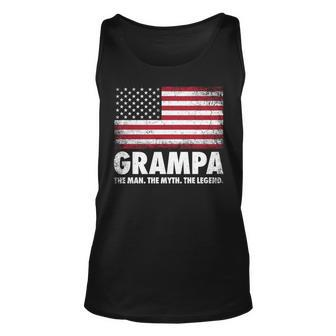 Grampa The Man Myth Legend Fathers Day 4Th Of July Grandpa Unisex Tank Top - Seseable