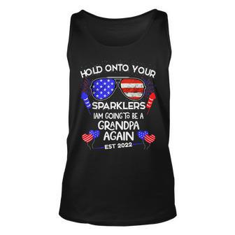 Grandpa Again 2022 4Th Of July Baby Pregnancy Announcement Unisex Tank Top - Seseable