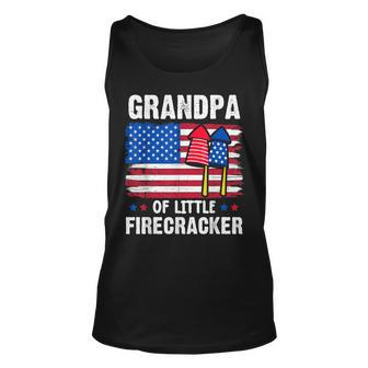 Grandpa Of The Little Firecracker 4Th Of July Grandfather Unisex Tank Top - Seseable