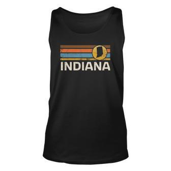 Graphic Tee Indiana Us State Map Vintage Retro Stripes Unisex Tank Top | Mazezy