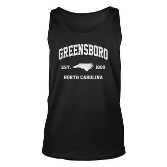 Greensboro North Carolina Nc Vintage State Athletic Style Unisex Tank Top | Mazezy