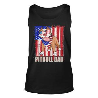 Happy 4Th Of July Pride American Flag Pitbull Dad Unisex Tank Top - Seseable