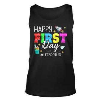 Happy First Day Lets Do This Welcome Back To School Teacher V3 Unisex Tank Top - Thegiftio UK