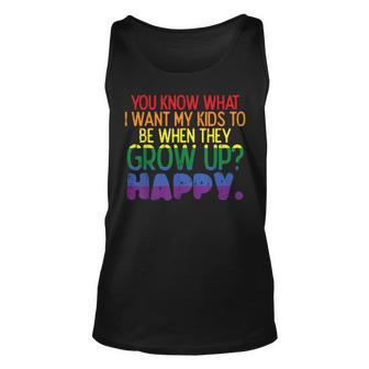 Happy Kids When Grow Up Parent Gay Pride Ally Lgbtq Month Unisex Tank Top - Seseable