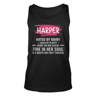 Harper Name Gift Harper Hated By Many Loved By Plenty Heart On Her Sleeve Unisex Tank Top - Seseable