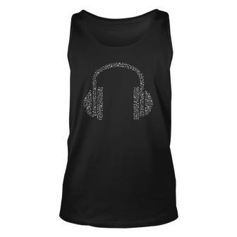 Headphones Made Of Musical Notes Audiophile Unisex Tank Top | Mazezy