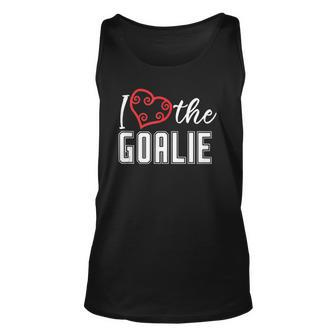 Heart The Goalie Lacrosse Mom Lax For Women Boys Girls Team Unisex Tank Top | Mazezy