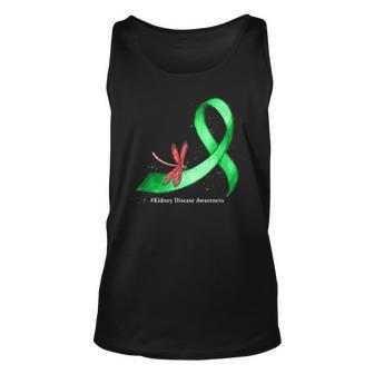 Hippie Dragonfly Green Ribbon Kidney Disease Awareness Unisex Tank Top - Seseable