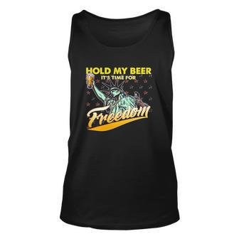 Hold My Beer Its Time For Freedom Statue Of Liberty Independence Day Tank Top | Mazezy