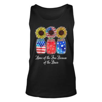 Home Of Free Because Of The Brave Sunflower 4Th July Unisex Tank Top - Seseable