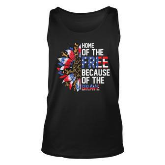 Home Of The Free Because Of The Brave Sunflower 4Th Of July Unisex Tank Top - Seseable