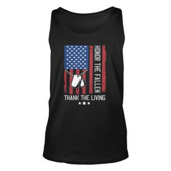 Honor The Fallen Thank The Living American Flag Memorial Day Tank Top | Mazezy