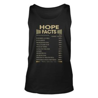 Hope Name Gift Hope Facts Unisex Tank Top - Seseable