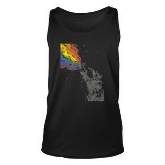 Howling Wolf Rainbow Watercolor Whimsical Animal Unisex Tank Top | Mazezy