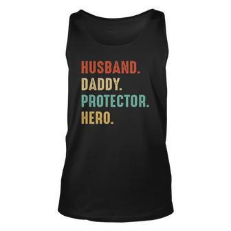 Mens Husband Daddy Protector Hero Dad Father Fathers Day Tank Top | Mazezy