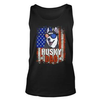Husky Dad 4Th Of July American Flag Glasses Dog Men Boy Unisex Tank Top - Seseable