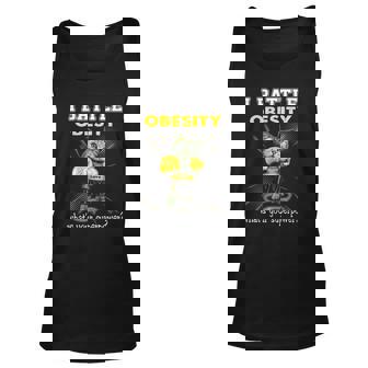 I Battle Obesity Awareness Cat Lover Gift Unisex Tank Top | Mazezy