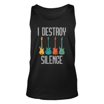 I Destroy Silence Guitar Vintage Guitarist Guitar Player Unisex Tank Top | Mazezy