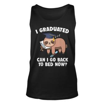 I Graduated Can I Go Back To Bed Now Funny Graduation Sloth V2 Unisex Tank Top - Thegiftio UK