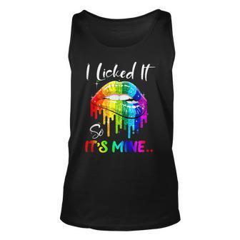I Licked It So Its Mine Funny Lesbian Gay Pride Lgbt Flag Unisex Tank Top | Mazezy