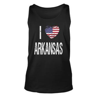 I Love Arkansas American Flag Heart Unisex Tank Top | Mazezy