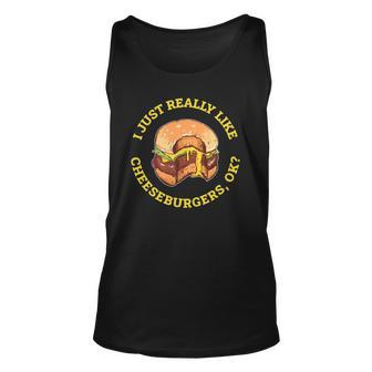 I Love Cheeseburgers Lover Gift Unisex Tank Top | Mazezy