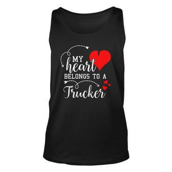 I Love My Trucker Husband Wife Gifts Valentines Day Unisex Tank Top | Mazezy