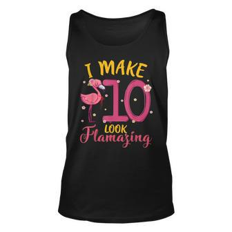 I Make 10 Look Flamazing Cute Flamingo 10Th Birthday Kids Unisex Tank Top - Seseable