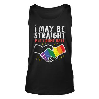 I May Be Straight But I Dont Hate Gay Pride Flag Lgbtq Ally Unisex Tank Top - Thegiftio UK