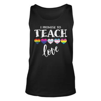 I Promise To Teach Love Lgbt-Q Pride Proud Ally Teacher Unisex Tank Top - Seseable