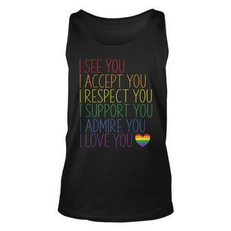 I See Accept Respect Support Admire Love You Lgbtq V2 Unisex Tank Top - Seseable