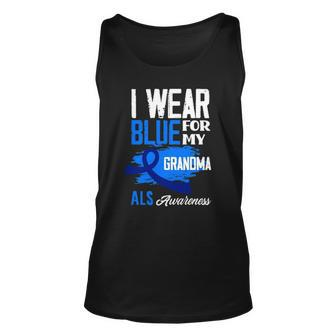 I Wear Blue For My Grandma Support Als Awareness Unisex Tank Top | Mazezy