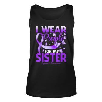 I Wear Purple For My Sister Lupus Awareness Butterfly Unisex Tank Top - Thegiftio UK