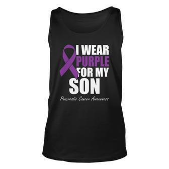 I Wear Purple For My Son Pancreatic Cancer Awareness Unisex Tank Top | Mazezy