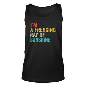 Im A Freaking Ray Of Sunshine Funny Sarcastic Vintage Retro Unisex Tank Top | Mazezy