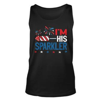 Im His Sparkler 4Th July Matching Couples For Her Unisex Tank Top - Seseable