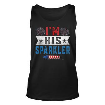 Im His Sparkler Cute 4Th Of July Matching Couple For Her Unisex Tank Top - Seseable