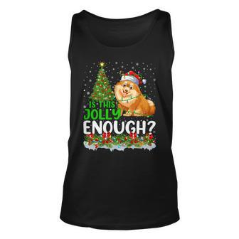 Is This Jolly Enough Pomeranian Dog Christmas Tree T-Shirt Unisex Tank Top - Seseable