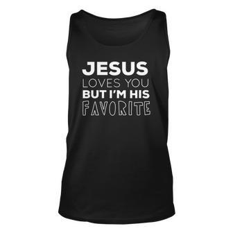 Womens Jesus Loves You But Im His Favorite Christian V Neck Tank Top | Mazezy CA