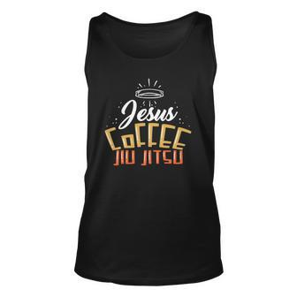 Jiu Jitsu Outfit For A Jesus And Coffee Lover Unisex Tank Top | Mazezy