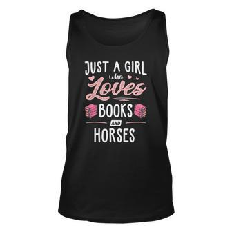 Just A Girl Who Loves Books And Horses Gift Women Unisex Tank Top | Mazezy