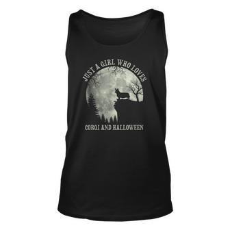 Just A Girl Who Loves Corgi Moon And Fun Halloween Costume Unisex Tank Top - Seseable